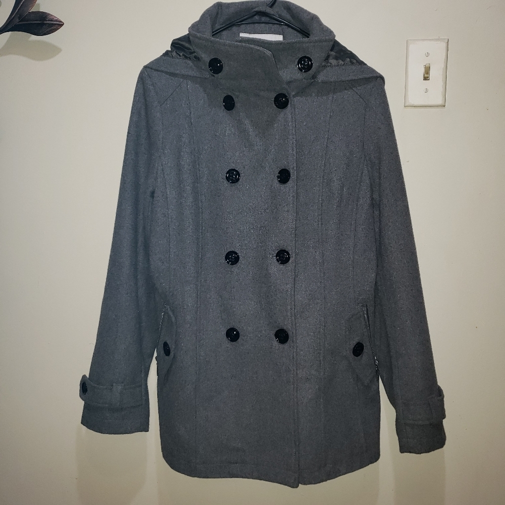 GUESS womens gray large wool blend coat